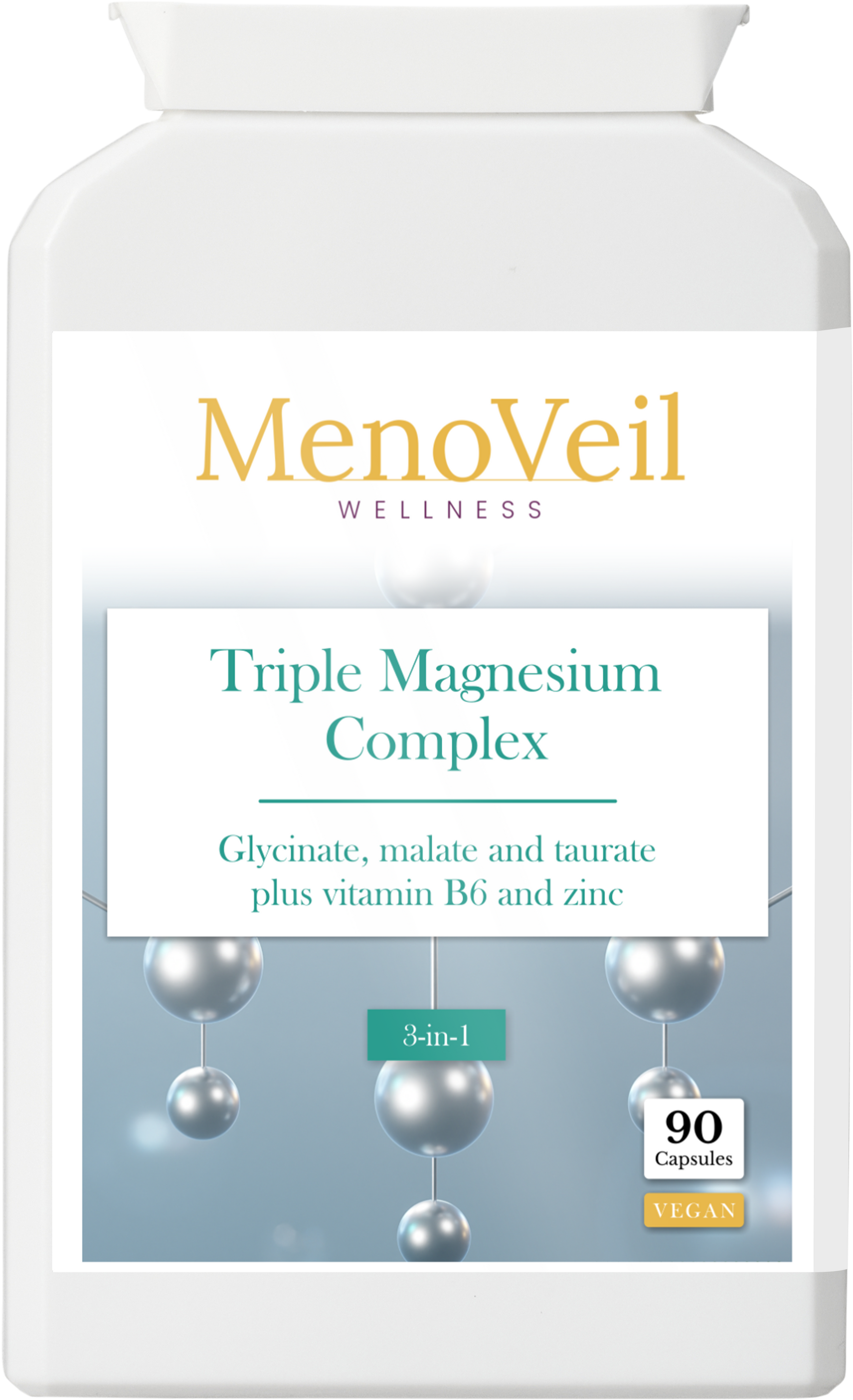 MenoVeil Triple Magnesium Complex — glycinate, malate and taurate with vitamin B6 and zinc