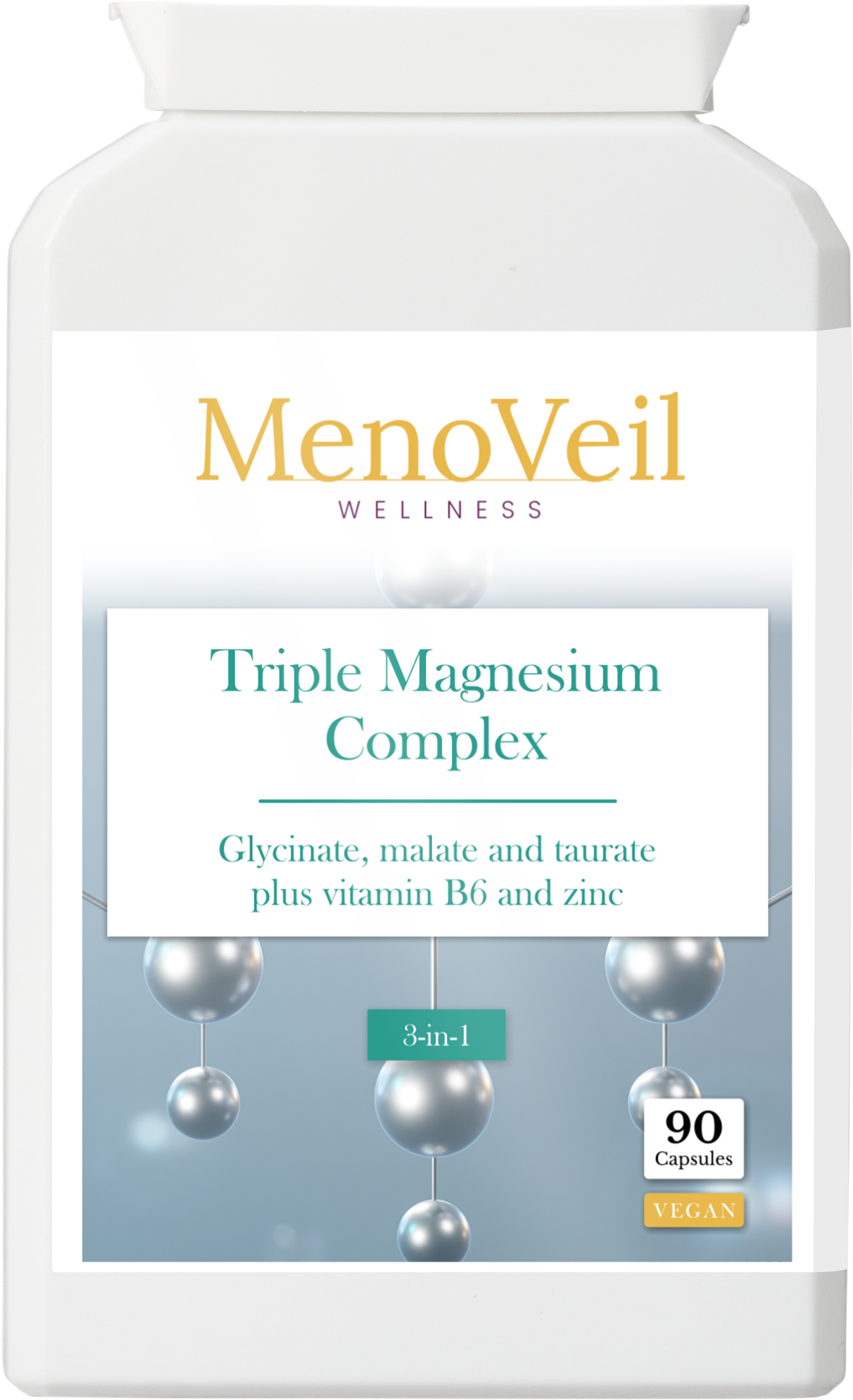 MenoVeil Triple Magnesium Complex — glycinate, malate and taurate with vitamin B6 and zinc