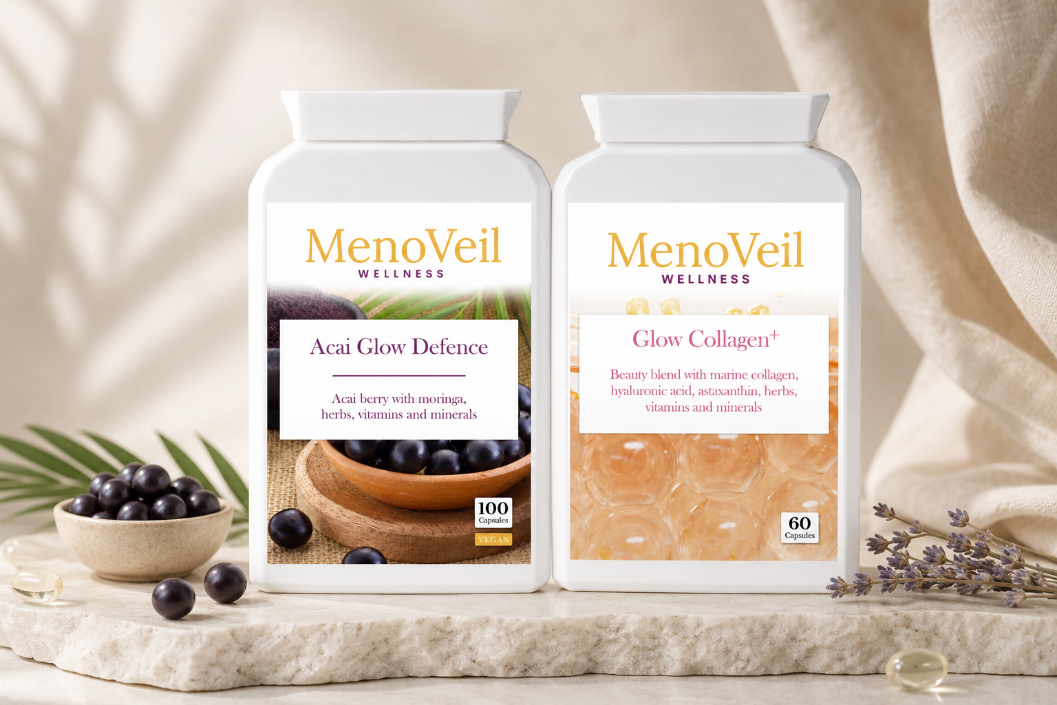 Beauty & Glow Bundle - Acai Glow Defence and Glow Collagen+ product shot