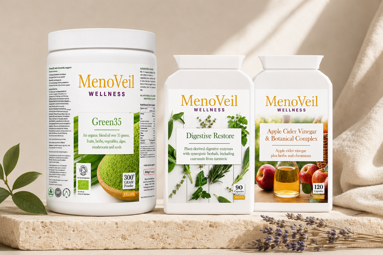 Gut & Digestion Bundle - Green35, Digestive Restore, ACV product shot